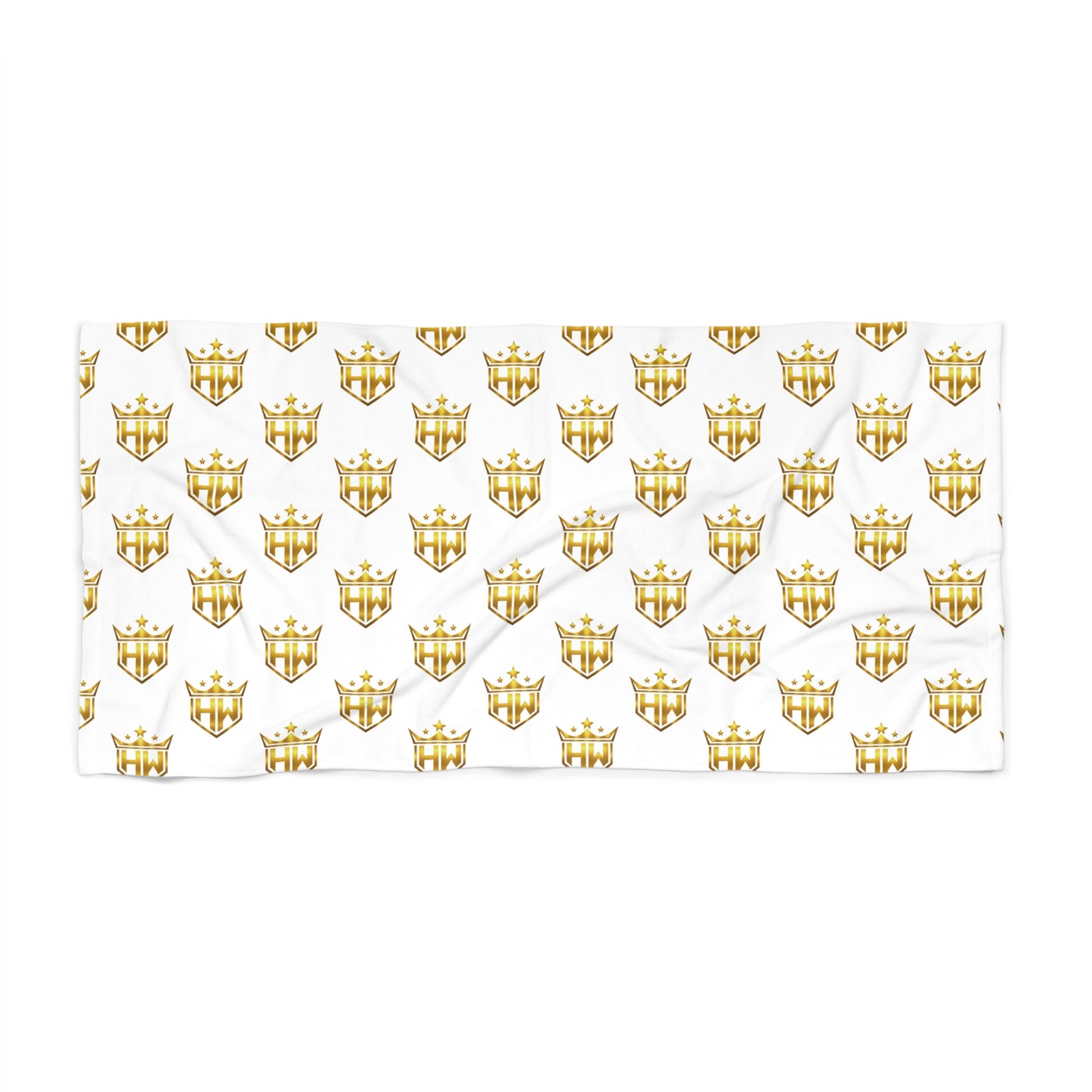 Crown Pattern Beach Towel — Gold Crown Repeat Design