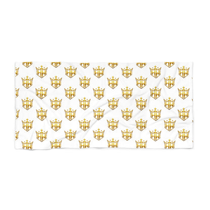 Crown Pattern Beach Towel — Gold Crown Repeat Design