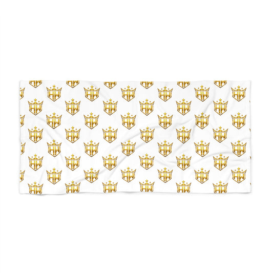 Crown Pattern Beach Towel — Gold Crown Repeat Design